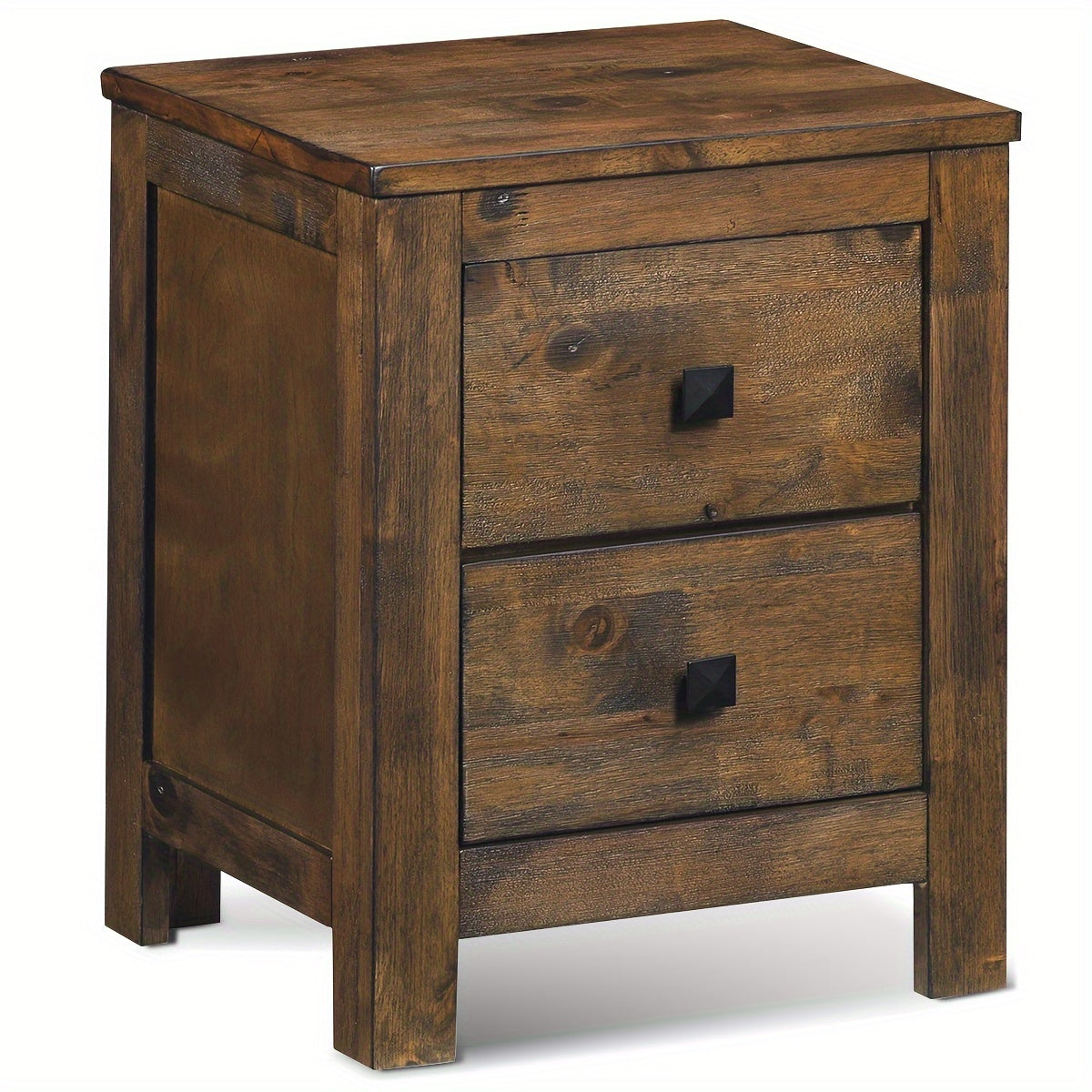 1pc Rustic Wooden Nightstand With 2 Sliding Drawers, 17x21x14.5 Inches, Vintage Bedside Sofa Side End Coffee Table For Bedroom Storage, Farmhouse Style Bedroom Furniture
