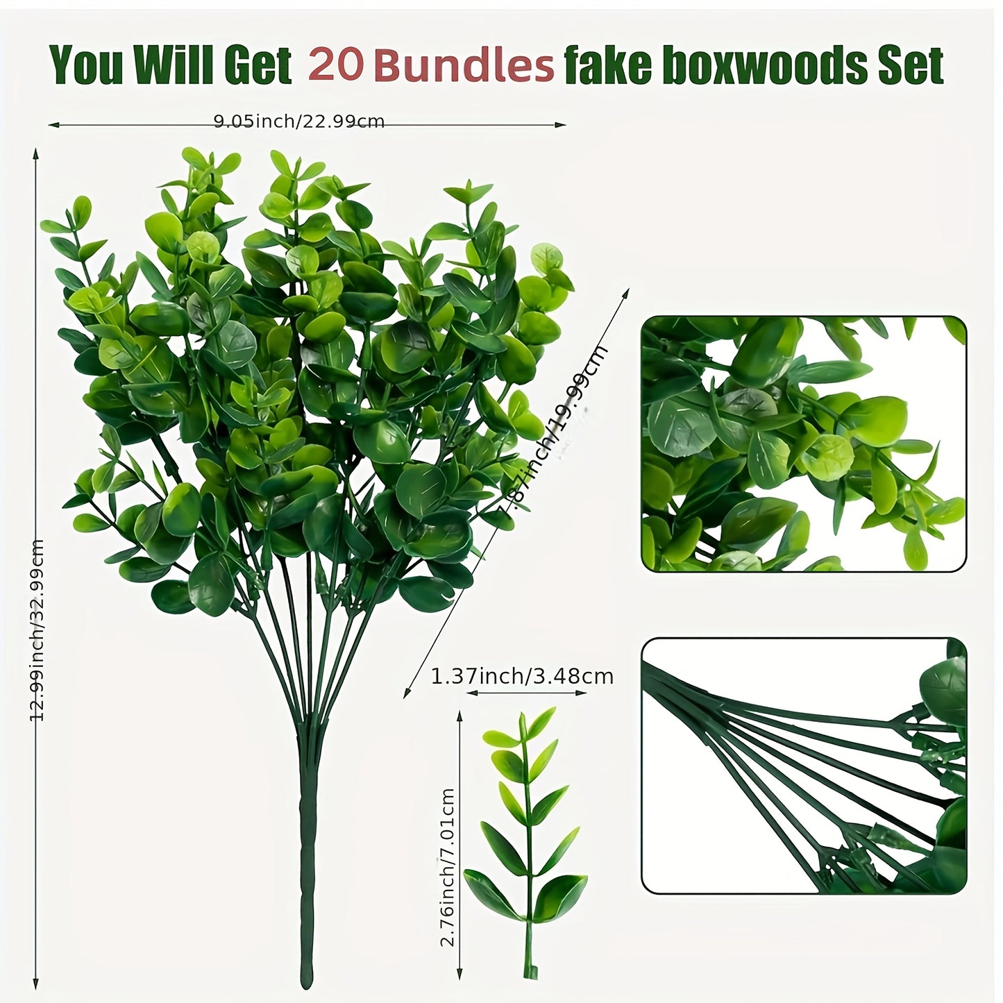 20pcs Artificial Greenery Plants Outdoor UV Resistant Fake Plants Boxwood Shrubs Grass, 20 Bundles for Farmhouse Home Garden Office Patio Backyard Wedding And Indoor Outdoor Decoration