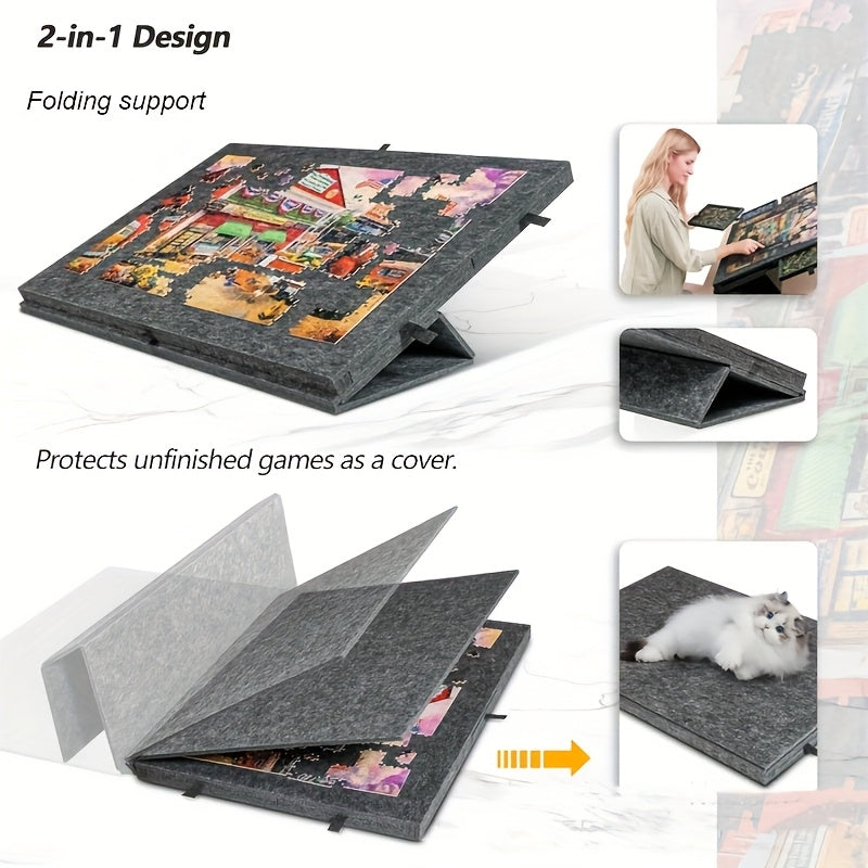 1000/1500pcs Large Jigsaw Puzzle Board with 6-Drawer Storage System, Foldable Table with Built-In Stand & Protective Cover - Portable Organizer with Puzzle Piece Holders, Space-Saving Design for Easy Assembly & Storage