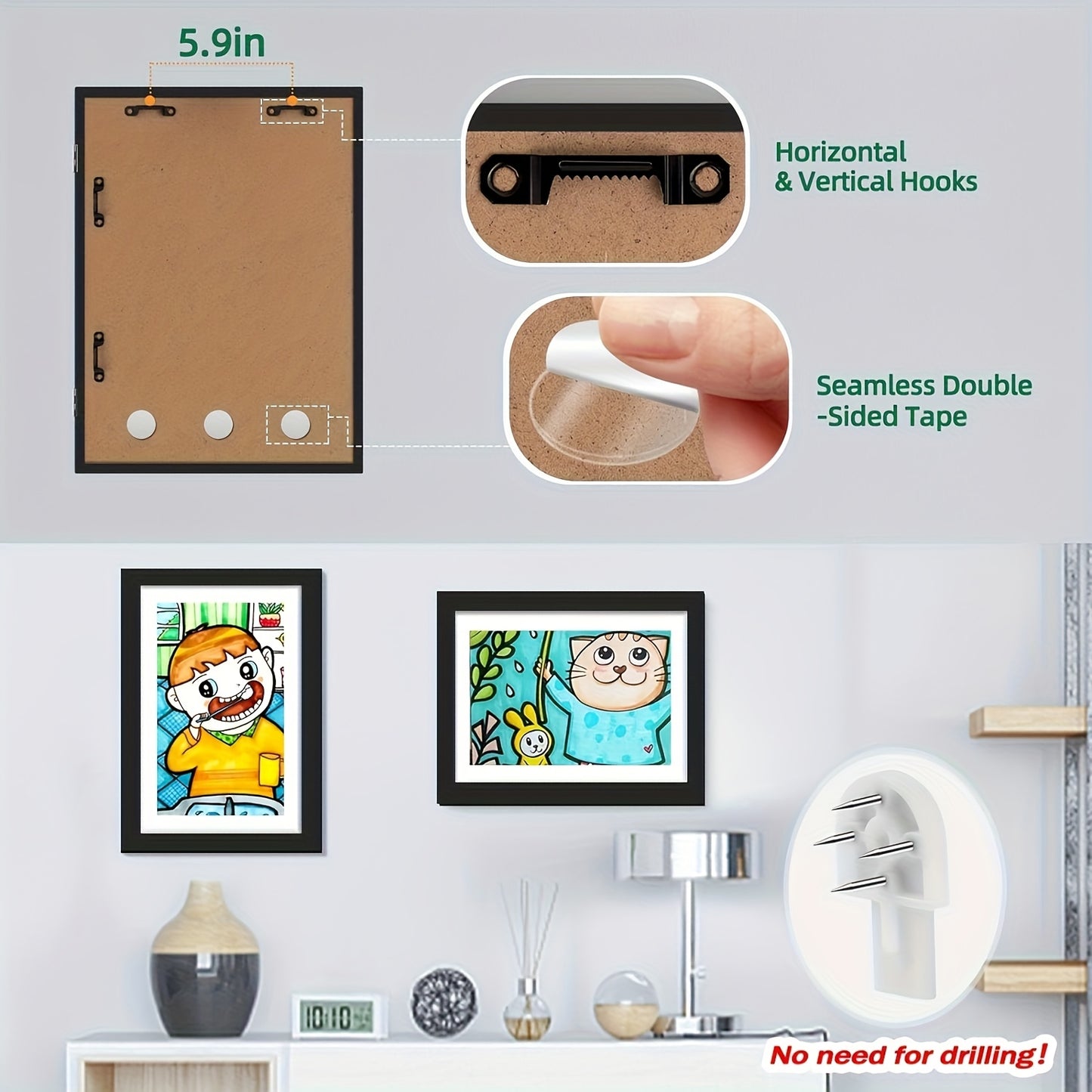 4/8pcs Recycled Wood Youngsters's Art Frames - Front-Open Replaceable 8.5x11 Picture Frames for Youngsters Drawings, Paintings & Crafts | Halloween, Christmas Gift Ideas, Keepsake Display, Wooden Art And Craft Kits