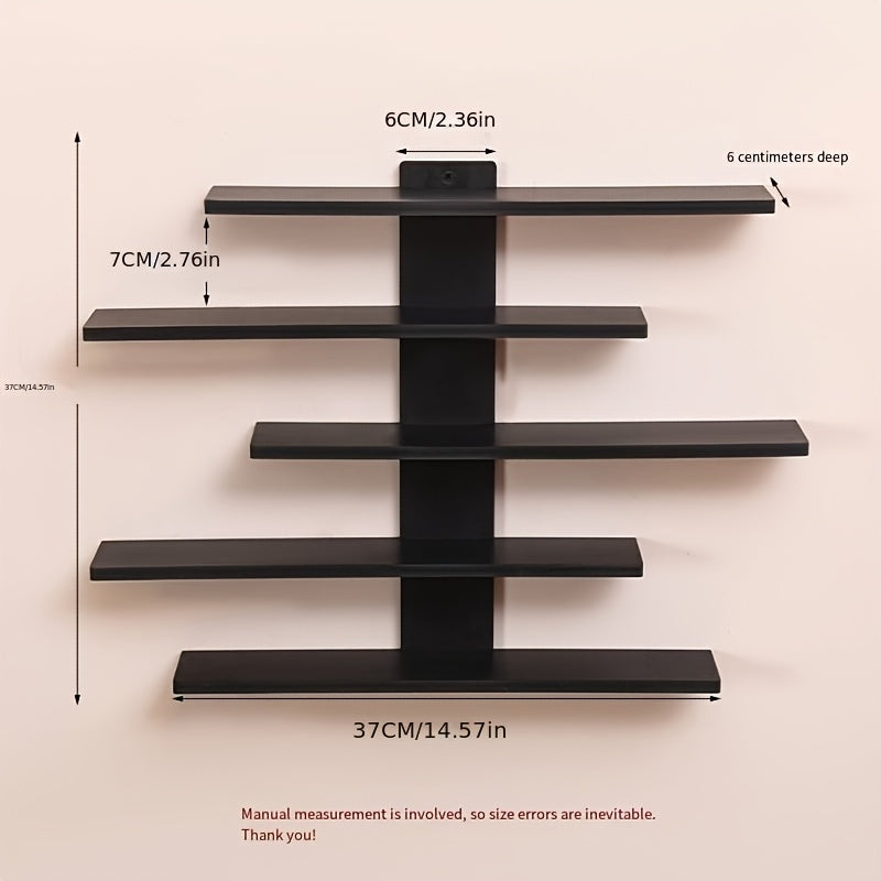 Adjustable 5-Tier Wall Mounted Display Shelf - Modern Floating Shelves For Collectibles, Toys, Action Figures & Dolls | Space-Saving Storage Rack For Home Decor, Building Blocks, Statues & Room Organizing