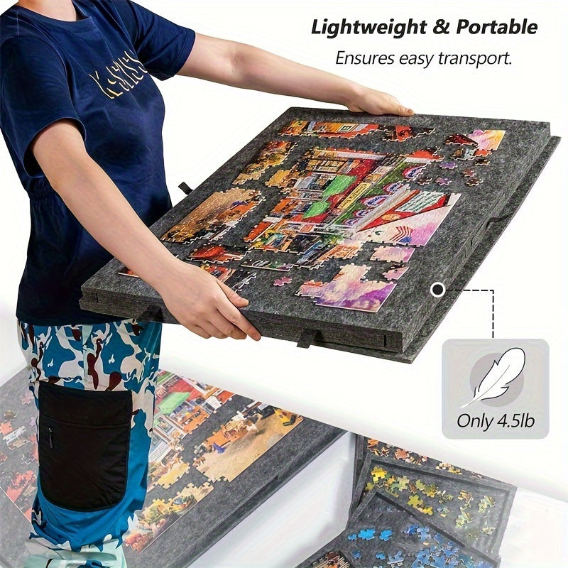 1000/1500pcs Large Jigsaw Puzzle Board with 6-Drawer Storage System, Foldable Table with Built-In Stand & Protective Cover - Portable Organizer with Puzzle Piece Holders, Space-Saving Design for Easy Assembly & Storage