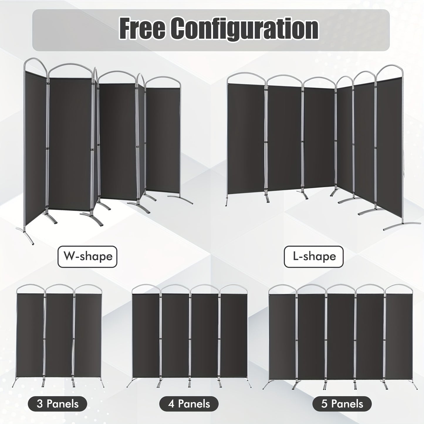 6 Panels Folding Privacy Screen 6 Ft Tall Fabric Privacy Screen for Home