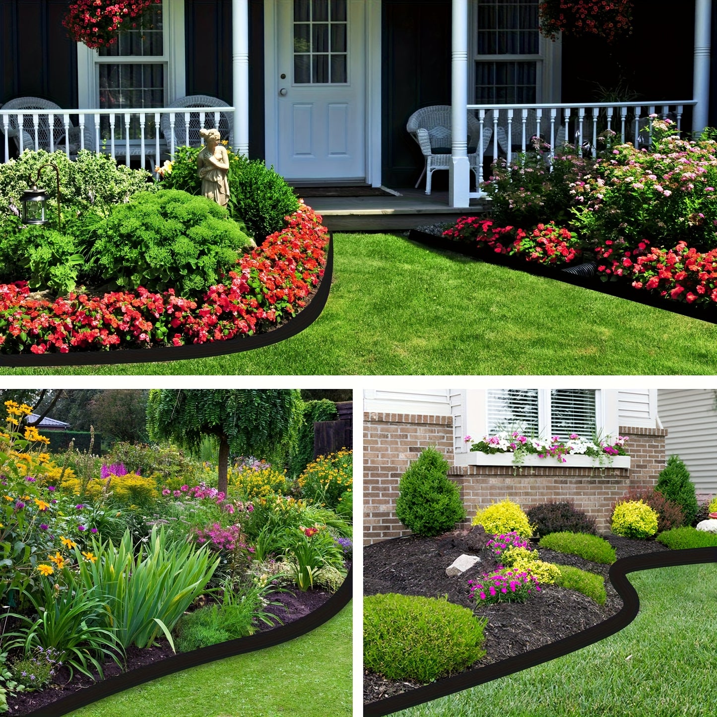 33/66ft, Landscaping Grass And Stone Isolation Belt, Thickened Retaining Strip, Lawn Garden Tree Circle, L-shaped Separation Belt, Root Belt, Black And Green