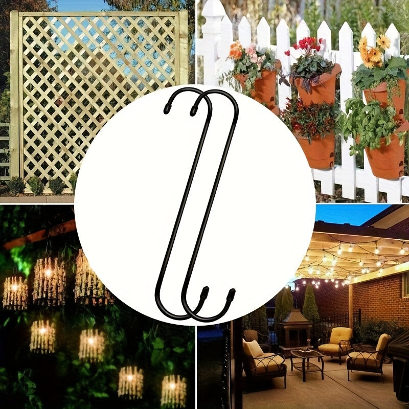 6/8/12/16/24/32pcs 12 Inch Large S Hooks for Hanging Plants Black Extra Matel Heavy Duty Hook, Utility Hooks