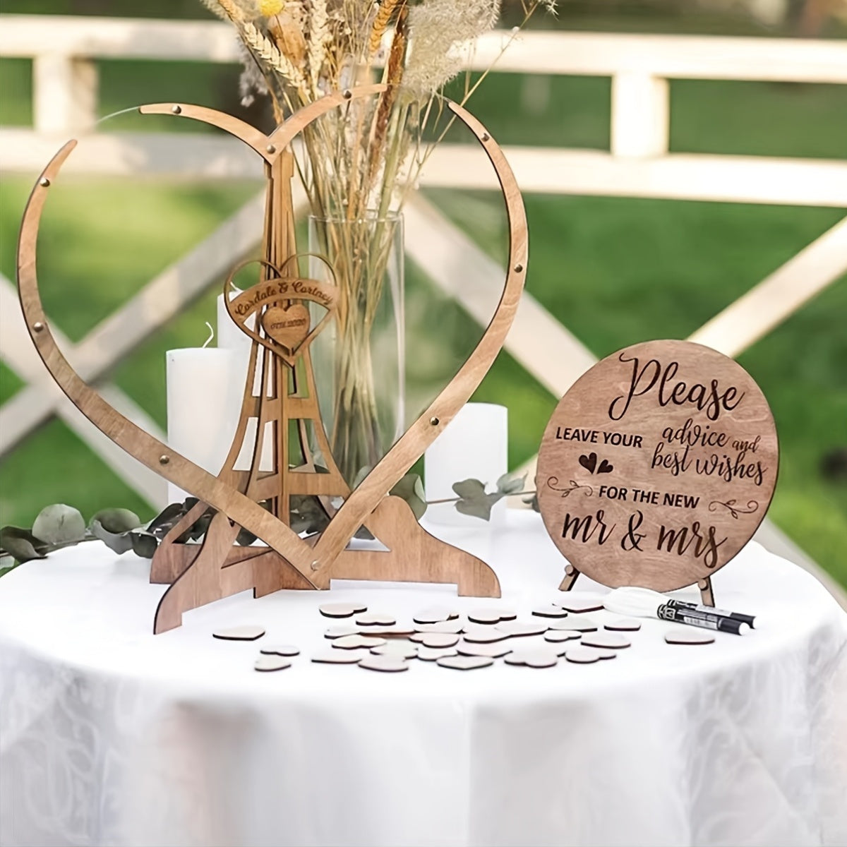 Wooden & Acrylic Love Heart Guestbook Box With 60/80pcs Interchangeable Hearts - Romantic Guest Message Display For Weddings, Housewarming & Bachelor Parties - Handcrafted, No Electricity Needed