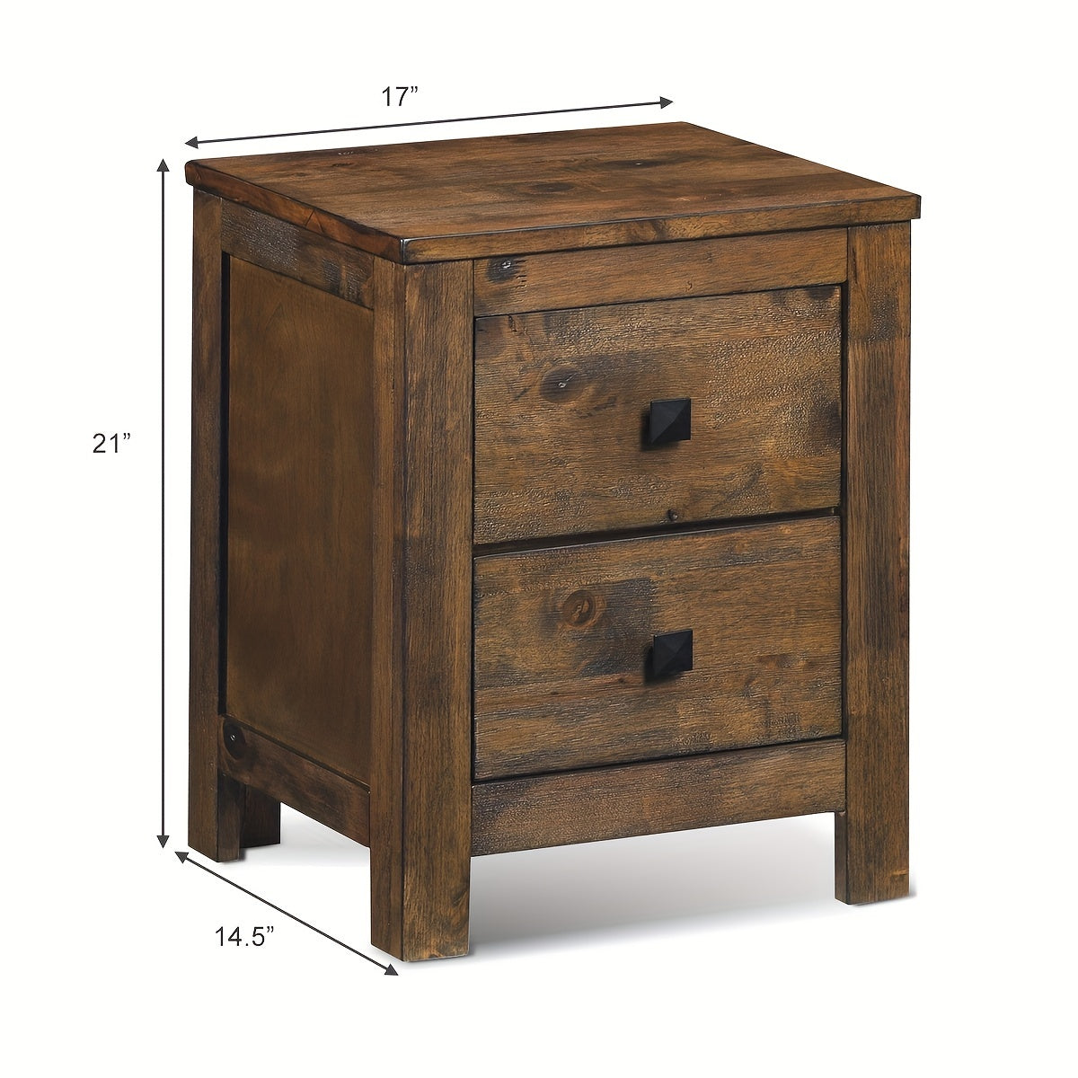 1pc Rustic Wooden Nightstand With 2 Sliding Drawers, 17x21x14.5 Inches, Vintage Bedside Sofa Side End Coffee Table For Bedroom Storage, Farmhouse Style Bedroom Furniture