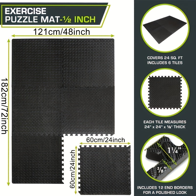 30pcs Durable EVA Foam Floor Tiles - Interlocking Waterproof Exercise Mat with Noise Reduction & Anti-Slip Diamond Pattern - Perfect for Home Gym, Easy Install & Clean