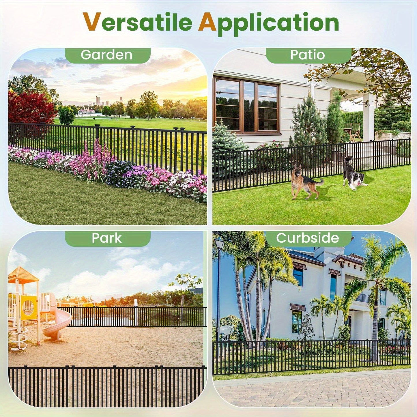 80"L x 51"H Patio Outdoor Fence Set of 2, PVC Picket Fence Panels, Decorative Privacy Screen Kit, Plastic Dog Fencing Pool Equipment Enclosure, Temporary Fence for Yard Pool Garden Yard
