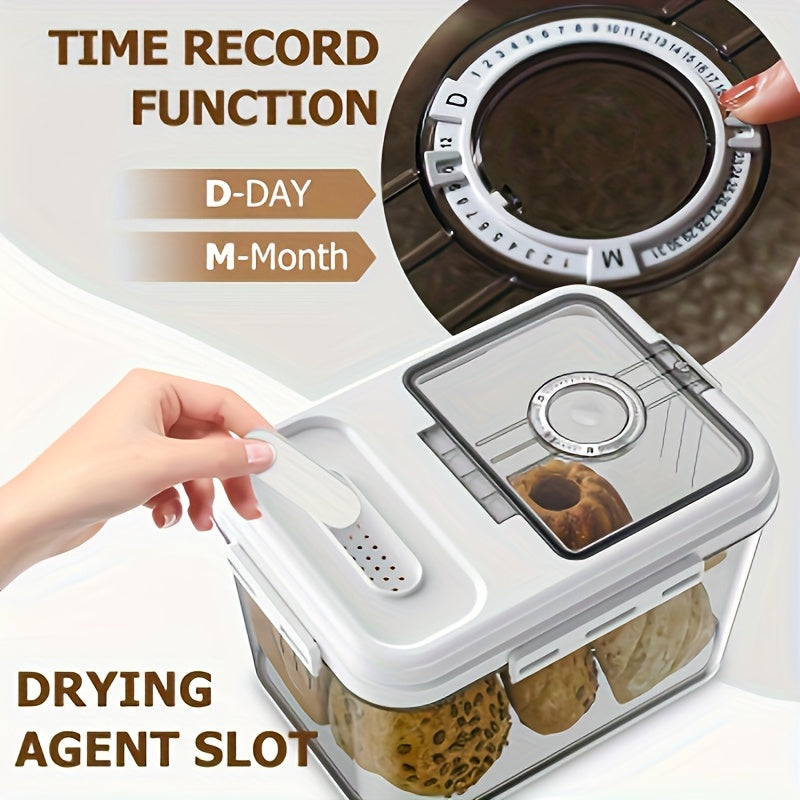 1.32 Gallon (5L) Airtight Bread Box with Flip-Top Lid - Transparent Window, Includes Measuring Cups