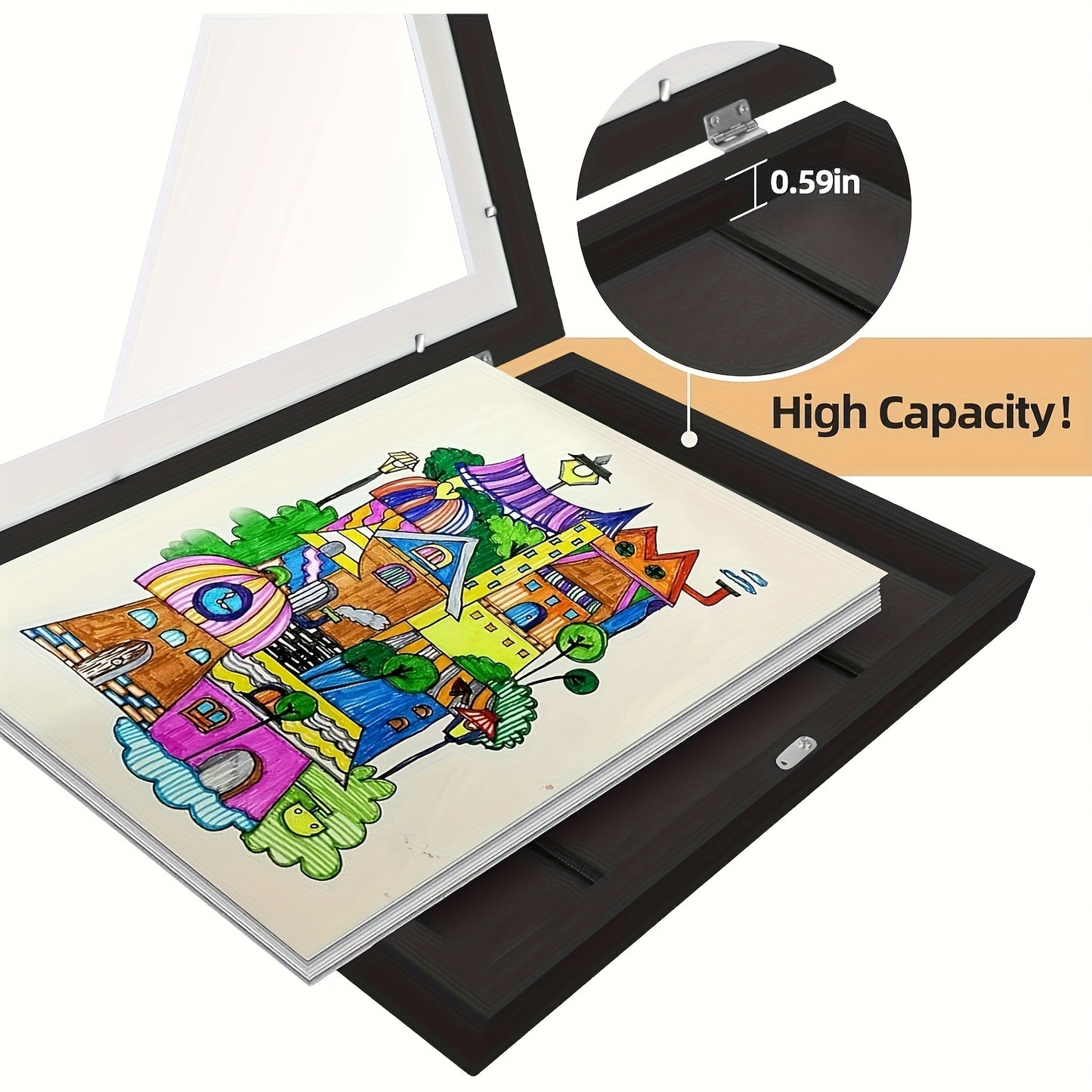 4/8pcs Recycled Wood Youngsters's Art Frames - Front-Open Replaceable 8.5x11 Picture Frames for Youngsters Drawings, Paintings & Crafts | Halloween, Christmas Gift Ideas, Keepsake Display, Wooden Art And Craft Kits