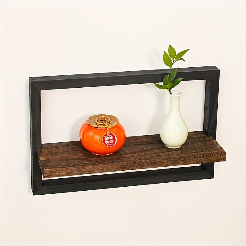 2pcs Solid Wood Floating Shelves Set | Modern Wall Shelves for Living Room, Bedroom & Office Decor | Easy Installation No Drilling | Display Books, Plants, Photo Frames | Rustic Industrial Wall Storage Solution