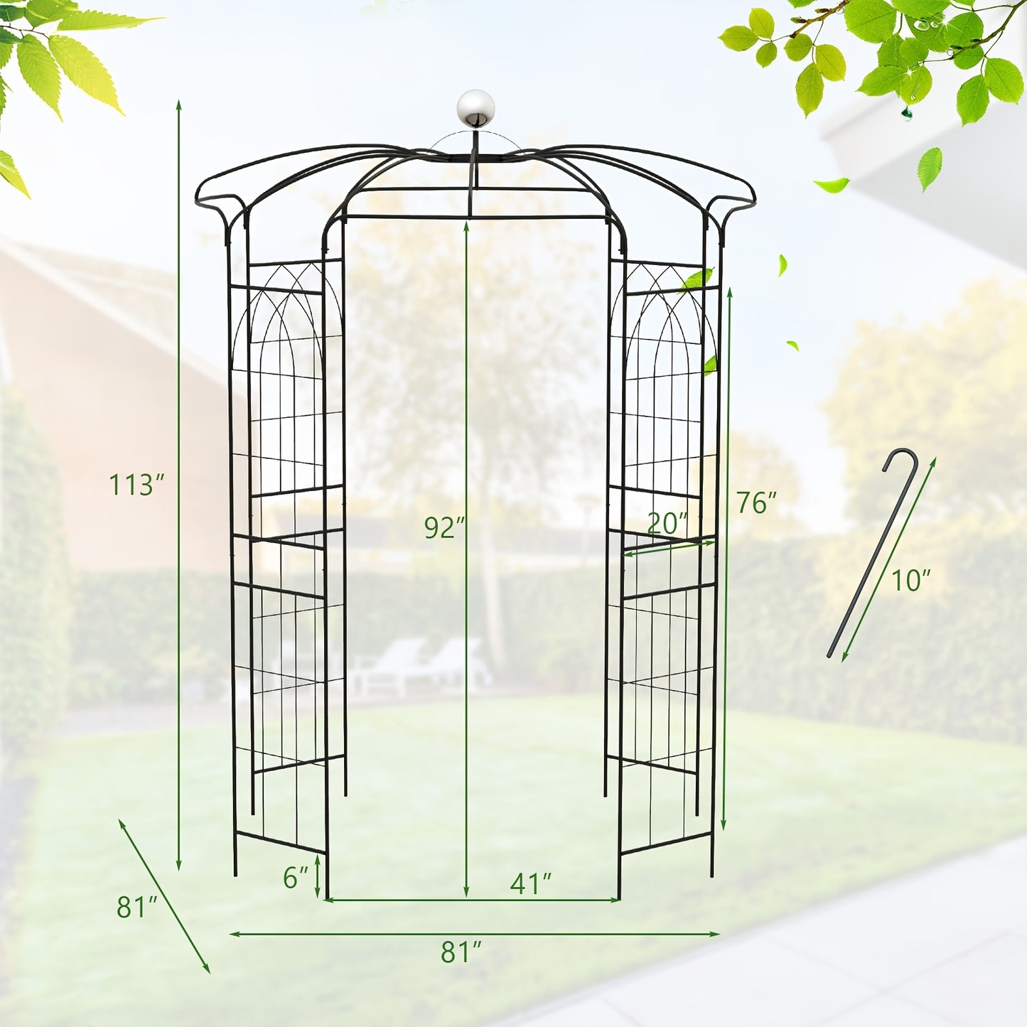 9.4' High x 6.8' Wide Birdcage Shape Arch w/Hanging Hook French Style Wedding