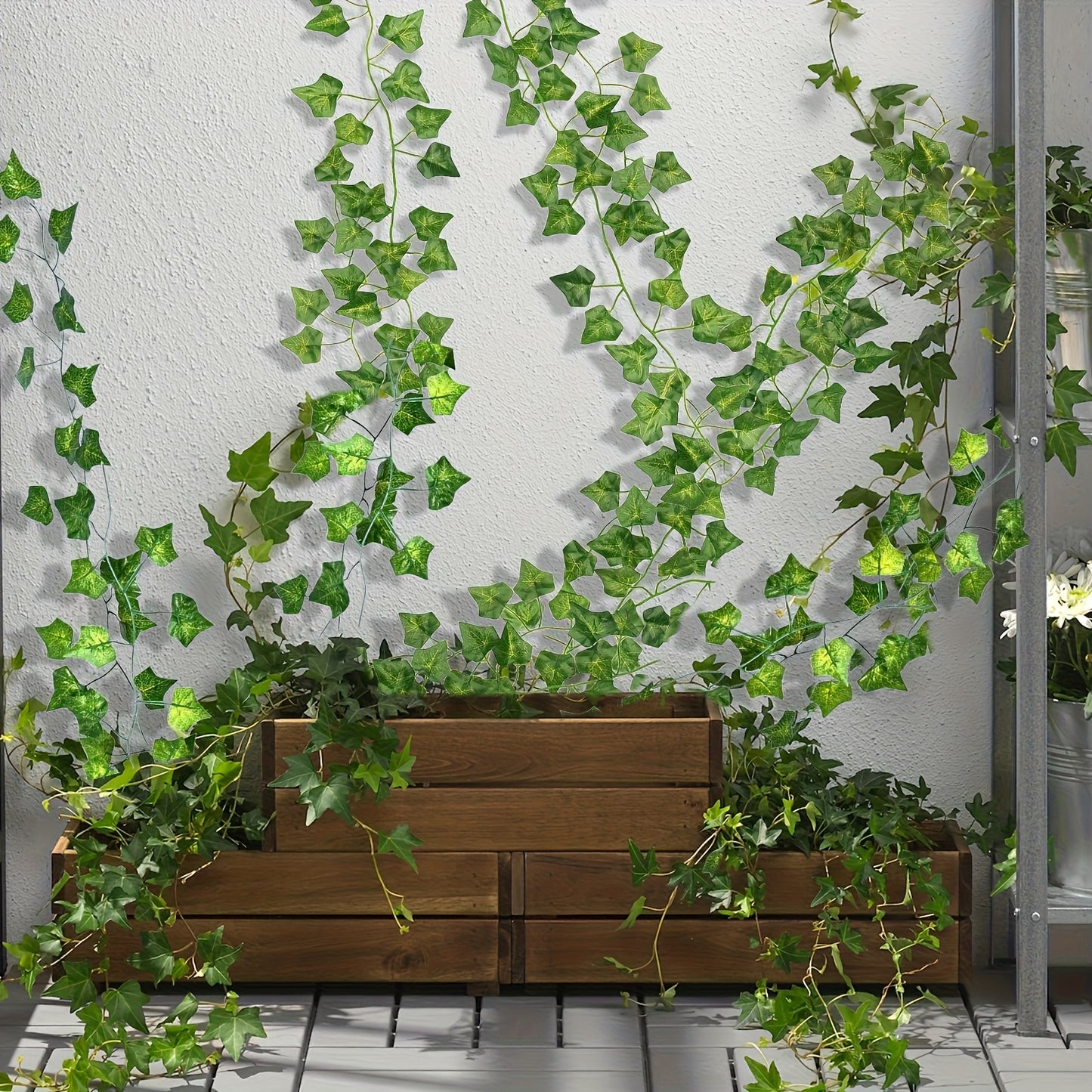 Realistic Artificial Ivy Garland , Lush Green Vines with Dense Foliage, No Maintenance Decor for Wedding, Home, Party, Patio - Durable Plastic Ivy Garland, Party Embellishments, Natural Look Foliage, Easyhang Design, Wedding Decoration, Hanging Greenery