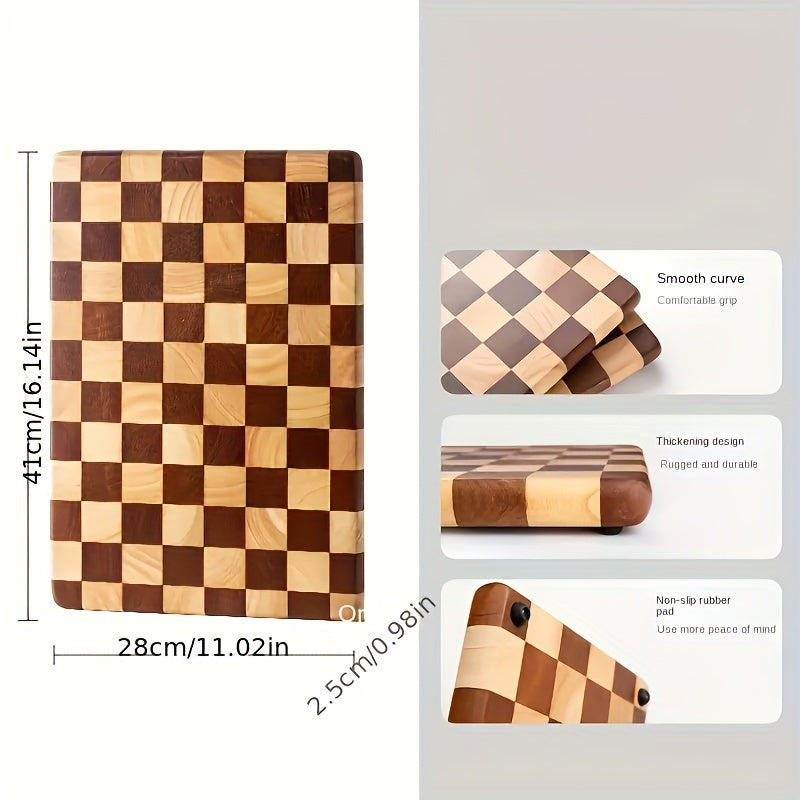 Premium Oak Wood Cutting Board for Kitchen - Thick, Durable Butcher Block with Checkerboard Design, Ideal for Chopping Vegetables, Fruits, Steak, And Bread - Food Contact Safe, Multi-Purpose Board, Christmas Gift