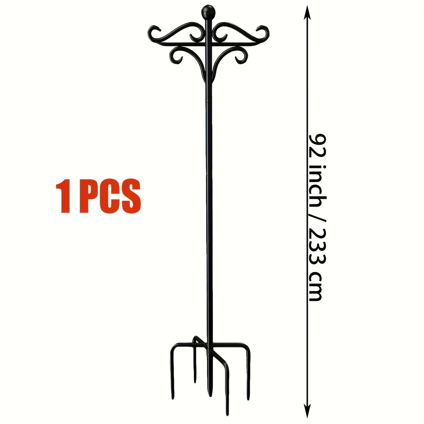 1/2pcs Heavy Duty Double-Sided Garden Hooks - Sturdy 5-Prong Metal Poles for Bird Feeders, Planters & Lanterns | Weather-Resistant Outdoor Decor, Effortless Setup