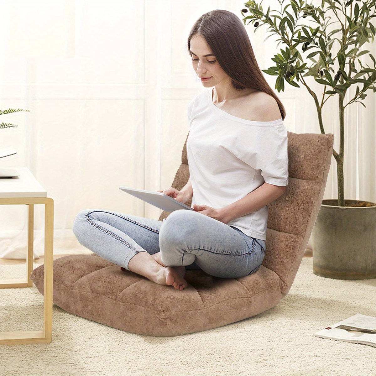Adjustable 14-Position Floor Chair Folding Lazy Gaming Sofa Chair Cushioned New