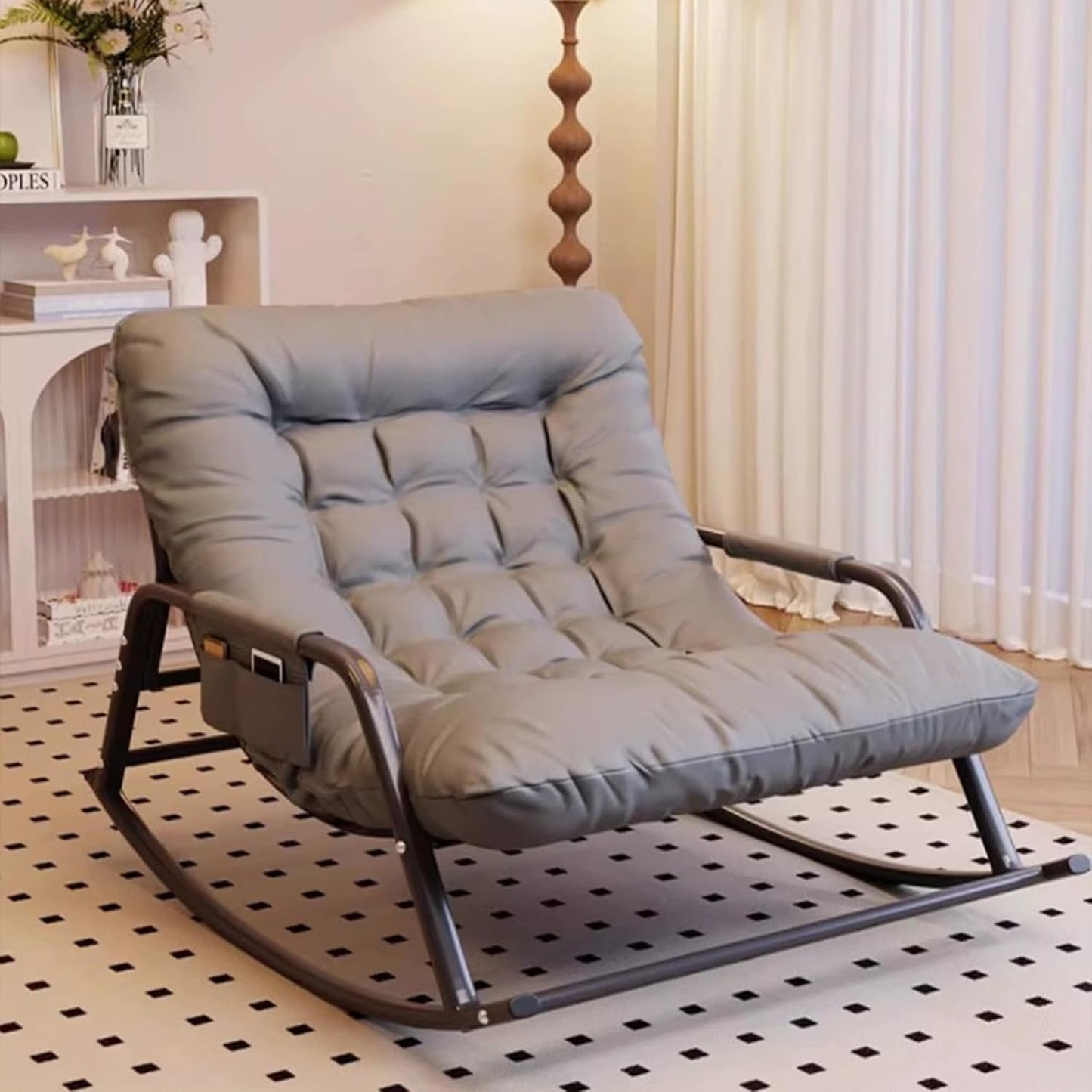 Large Outdoor Rocking Chair, Oversized Rocking Papasan Chair with Thick Cushion And Frame Outdoor Rocker, Comfy Chairs Lounge for Outside Porch Patio Backyard Balcony, Over Sized Rocking Chair, Outdoor Seating, Balcony Chair, Cozy Seating