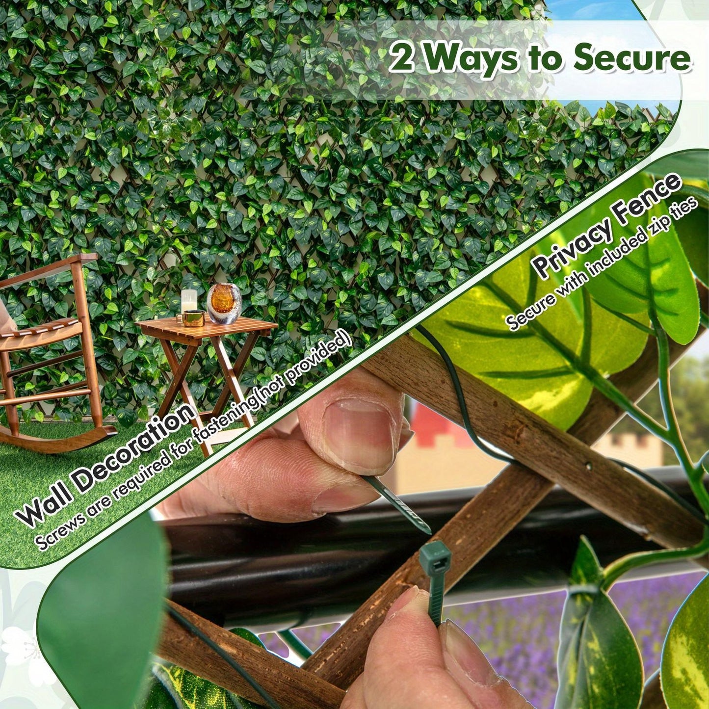 Expandable Fence Privacy Screen Decorative Faux Ivy Fencing Panel for Backdrop, Patio Partition, Balcony Screening, Naturallooking Screen, Lush Greenery Panel, Lightweight Privacy Wall, Durable Faux Plant Material, Artificial Hedge Panel