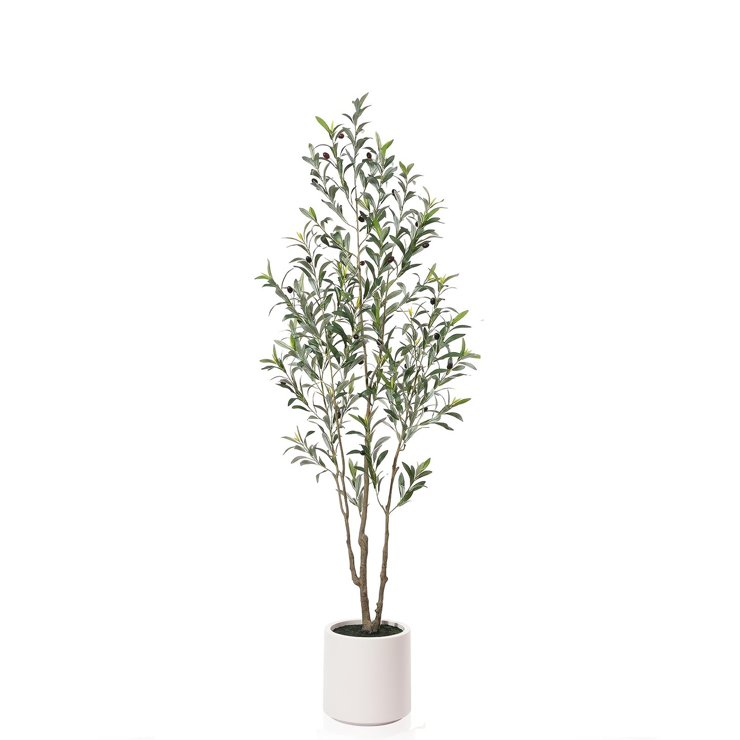 Artificial Olive Trees, 5/6/7 Ft Tall Fake Olive Trees For Indoor, Faux Olive Tree, Large Olive Plants With White Planter For Home Decor And Housewarming Gift