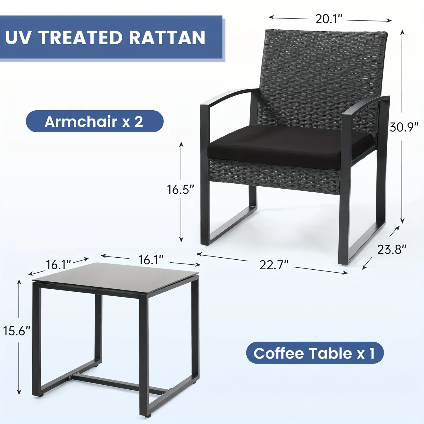 3 PCS Outdoor Patio Furniture Set