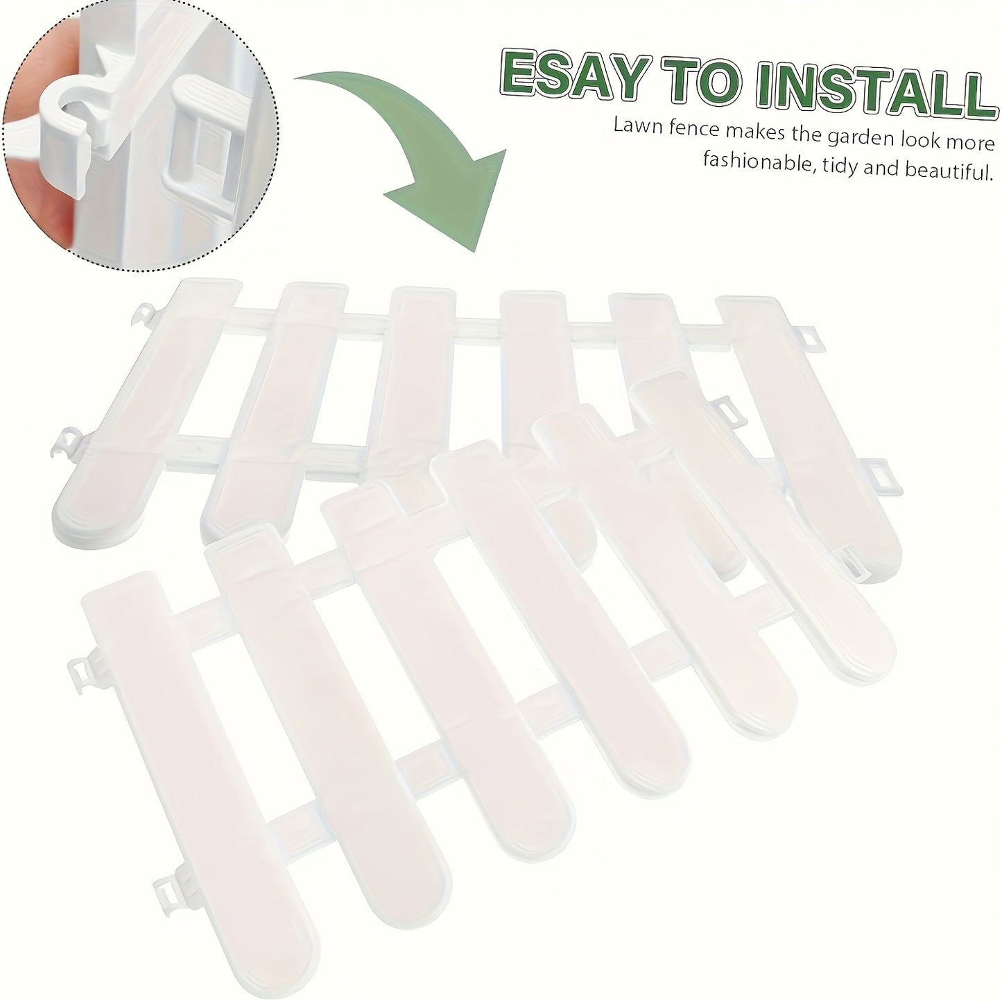 10/20/30/40pcs White PVC Garden Fence Panels - Rustic Style Durable Plastic Weather-Resistant DIY Interlocking Fence for Landscaping, Pets, Plant Support, Yard & Garden Decoration, Fence Panels, Pet Containment, Landscape Edging, Decorative Fencing