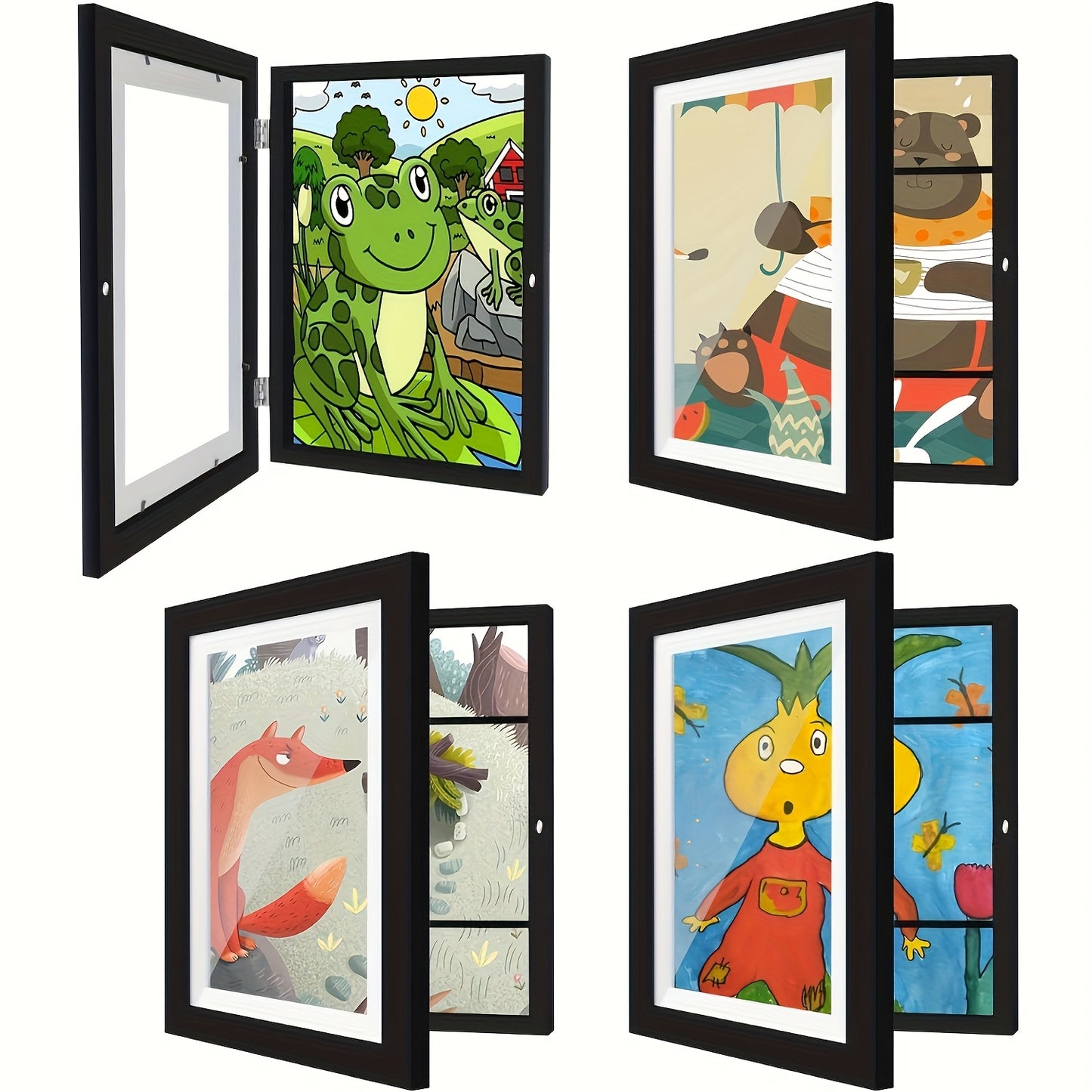 4/8pcs Recycled Wood Youngsters's Art Frames - Front-Open Replaceable 8.5x11 Picture Frames for Youngsters Drawings, Paintings & Crafts | Halloween, Christmas Gift Ideas, Keepsake Display, Wooden Art And Craft Kits