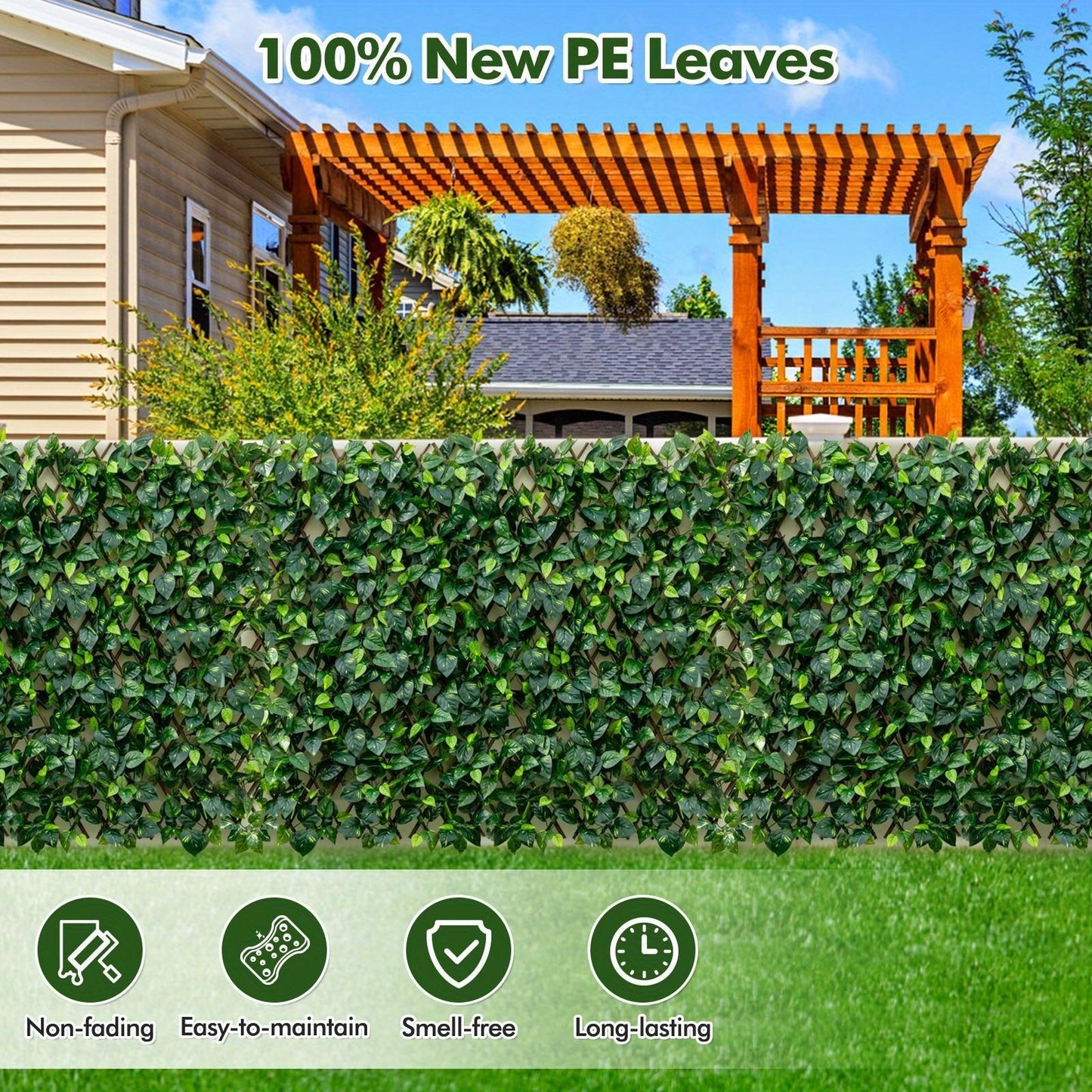 Expandable Fence Privacy Screen Decorative Faux Ivy Fencing Panel for Backdrop, Patio Partition, Balcony Screening, Naturallooking Screen, Lush Greenery Panel, Lightweight Privacy Wall, Durable Faux Plant Material, Artificial Hedge Panel