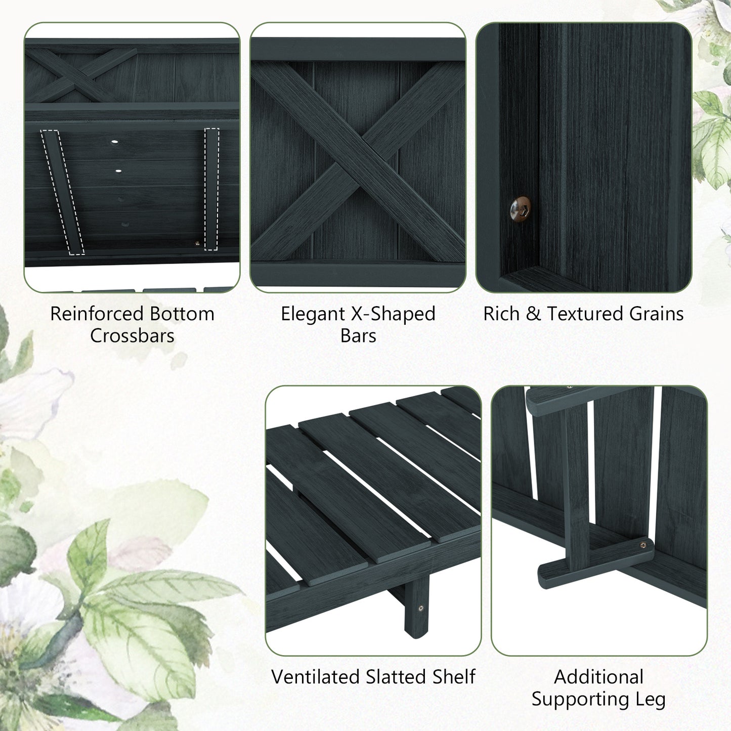HIPS Raised Garden Bed Poly Wood Elevated Planter Box w/ Legs, Storage Shelf