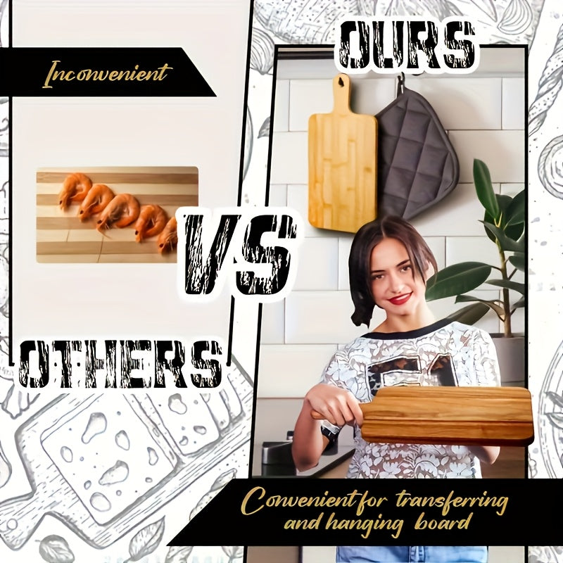 5/10/20pcs Acacia Wood Cutting Boards With Handles - 15.7" X 7.8" - Perfect For Pizza, Bread, Cheese, Charcuterie, Fruit & Vegetables
