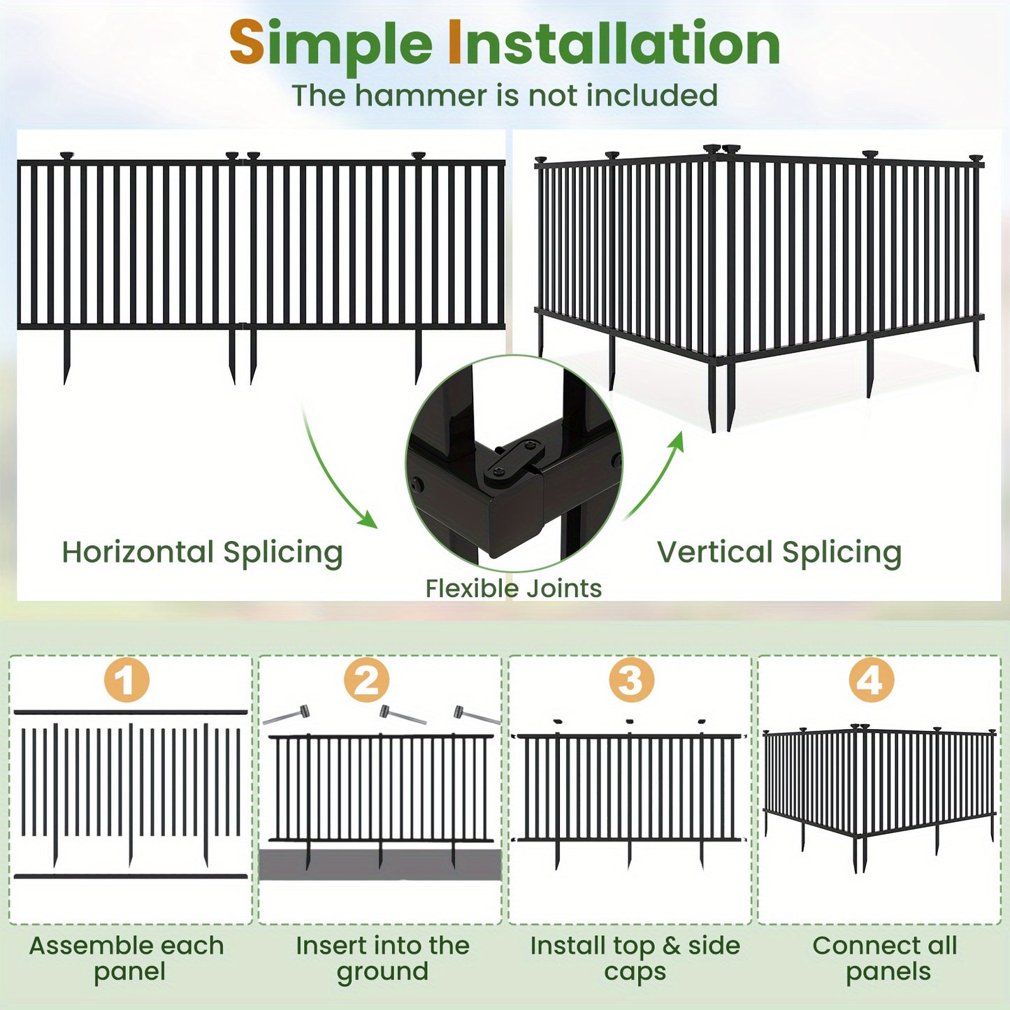 80"L x 51"H Patio Outdoor Fence Set of 2, PVC Picket Fence Panels, Decorative Privacy Screen Kit, Plastic Dog Fencing Pool Equipment Enclosure, Temporary Fence for Yard Pool Garden Yard