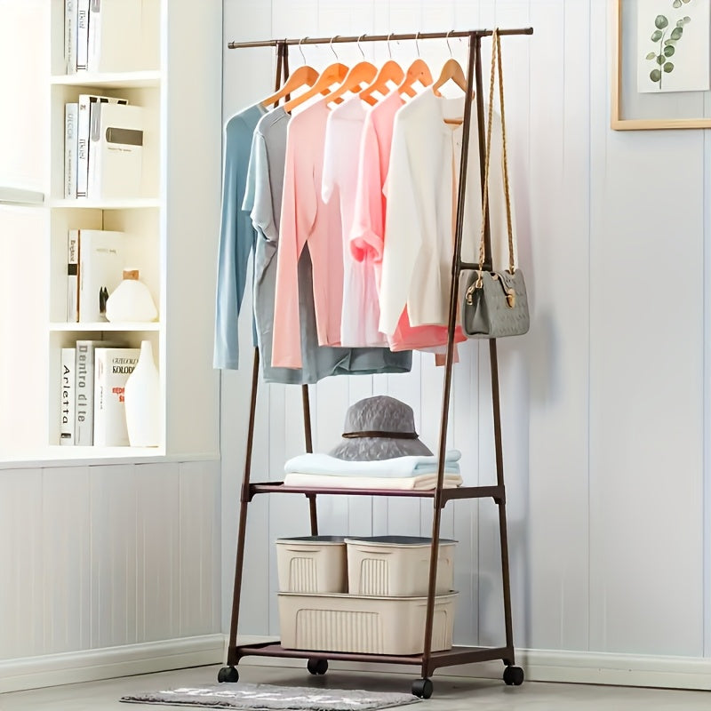 Freestanding Metal Clothes Rack with Wheels, Multi-Layer Storage Organizer, Multipurpose Hanging Coat and Clothes Stand for Home, Kitchen, Wardrobe Organization, 176.37LB Max Weight Capacity, Ideal Christmas Gift