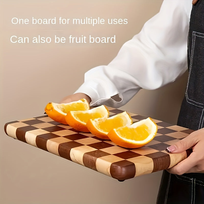 Premium Oak Wood Cutting Board for Kitchen - Thick, Durable Butcher Block with Checkerboard Design, Ideal for Chopping Vegetables, Fruits, Steak, And Bread - Food Contact Safe, Multi-Purpose Board, Christmas Gift