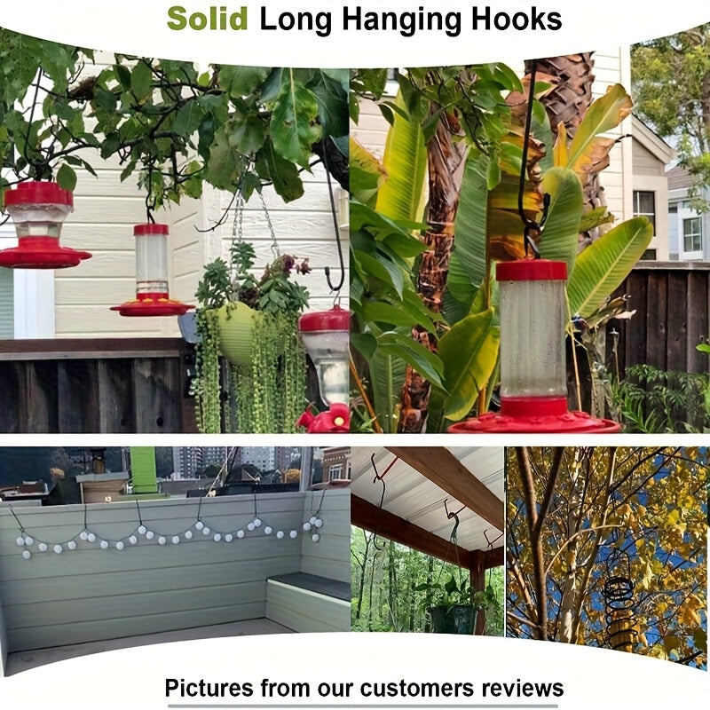 6/8/12/16/24/32pcs 12 Inch Large S Hooks for Hanging Plants Black Extra Matel Heavy Duty Hook, Utility Hooks