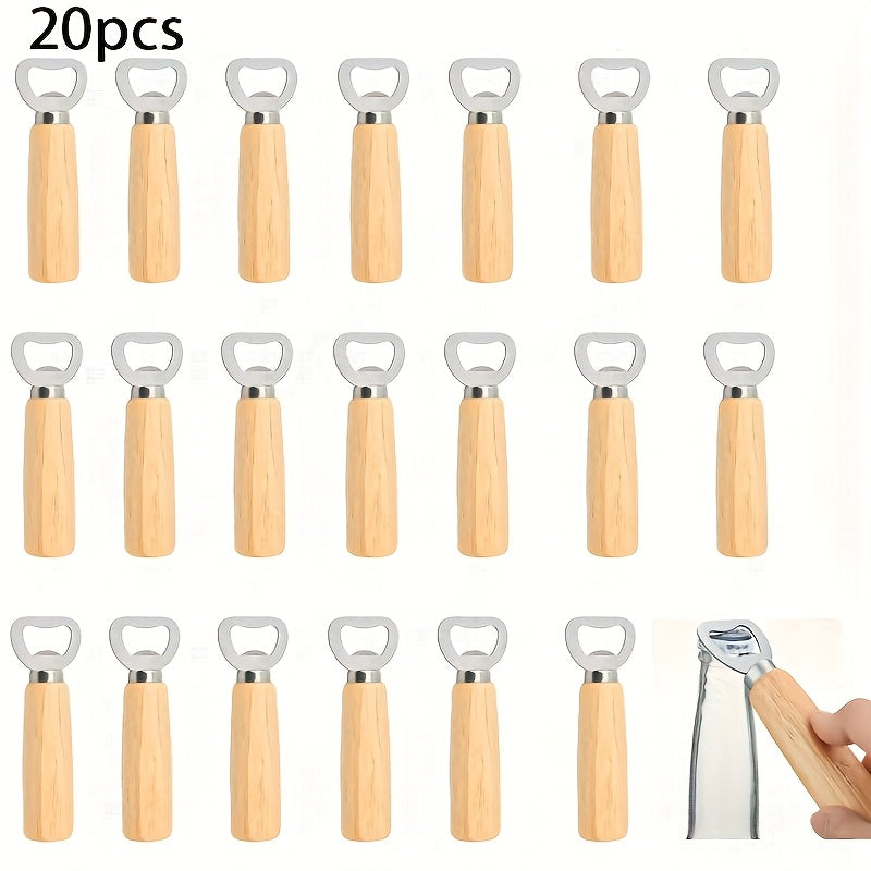 20pcs Recycled Wooden Bottle Openers - DIY Engraved Wedding Favors, Beer & Wine Openers for Weddings, Birthdays, Graduation, Christmas, Father'S Day Parties, Event Accessories, Natural Wood Design, Quality Craftsmanship