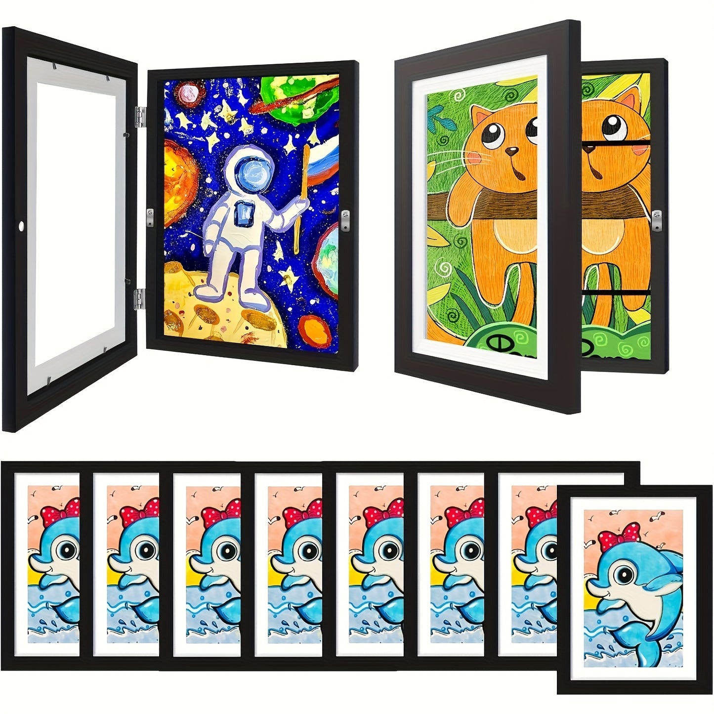 4/8pcs Recycled Wood Youngsters's Art Frames - Front-Open Replaceable 8.5x11 Picture Frames for Youngsters Drawings, Paintings & Crafts | Halloween, Christmas Gift Ideas, Keepsake Display, Wooden Art And Craft Kits