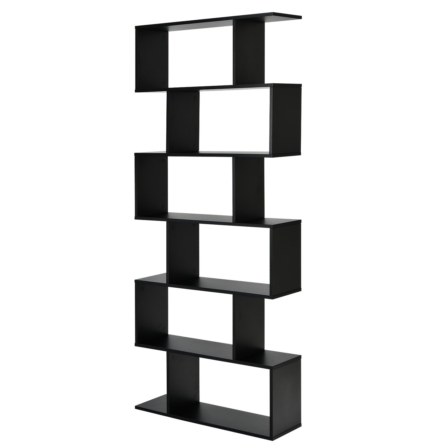 6-Tier S-Shaped Bookshelf - Modern Hardwood Display Shelving Unit with Anti-Tip Design, 75" Height, 44 lbs Weight Capacity, Perfect for Living Room, Study, or Bedroom Decor, Bookshelf Decorations