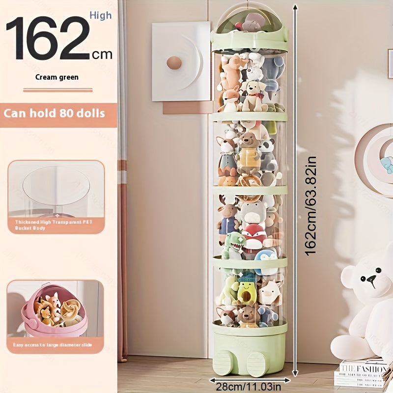 Contemporary Stackable Plastic Storage Box with Waterproof Lid - Multipurpose Stuffed Animal Organizer, Clear Tube Design for Home and Bedroom Decor - Space-Saving, Waterproof Flip Top Container ,Christmas, New Year Gift, Storage Drawer Units