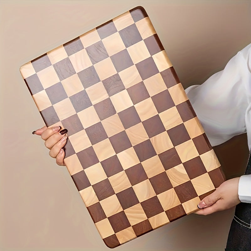 Premium Oak Wood Cutting Board for Kitchen - Thick, Durable Butcher Block with Checkerboard Design, Ideal for Chopping Vegetables, Fruits, Steak, And Bread - Food Contact Safe, Multi-Purpose Board, Christmas Gift