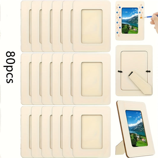 40/80pcs Unfinished Wave-Shaped Wooden Picture Frames for 5.5x7.5 Photos