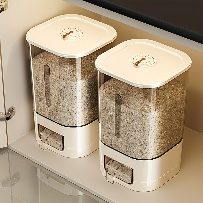 14/25lb Automatic Rice Dispenser with Cup, Large Capacity, Moisture-Proof And Sealed Rice Storage Container, Suitable for Rice, Grains, Flour, Pet Food, And Other Kitchen Supplies