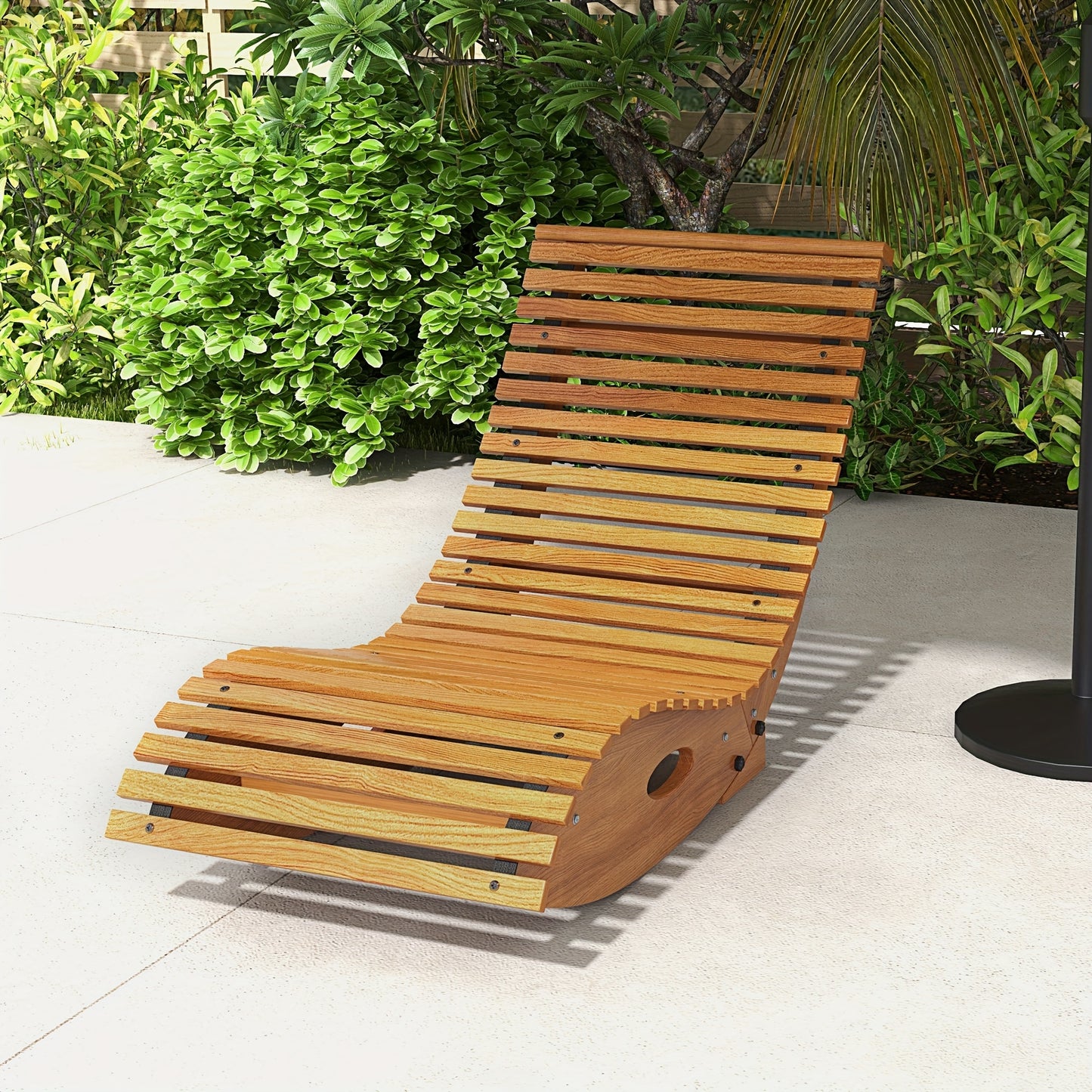 Outsunny Outdoor Rocking Chair with Slatted Seat and High Back, Wooden Rocking Chair with S Shape, Rocking Patio Chair for Backyard, Garden