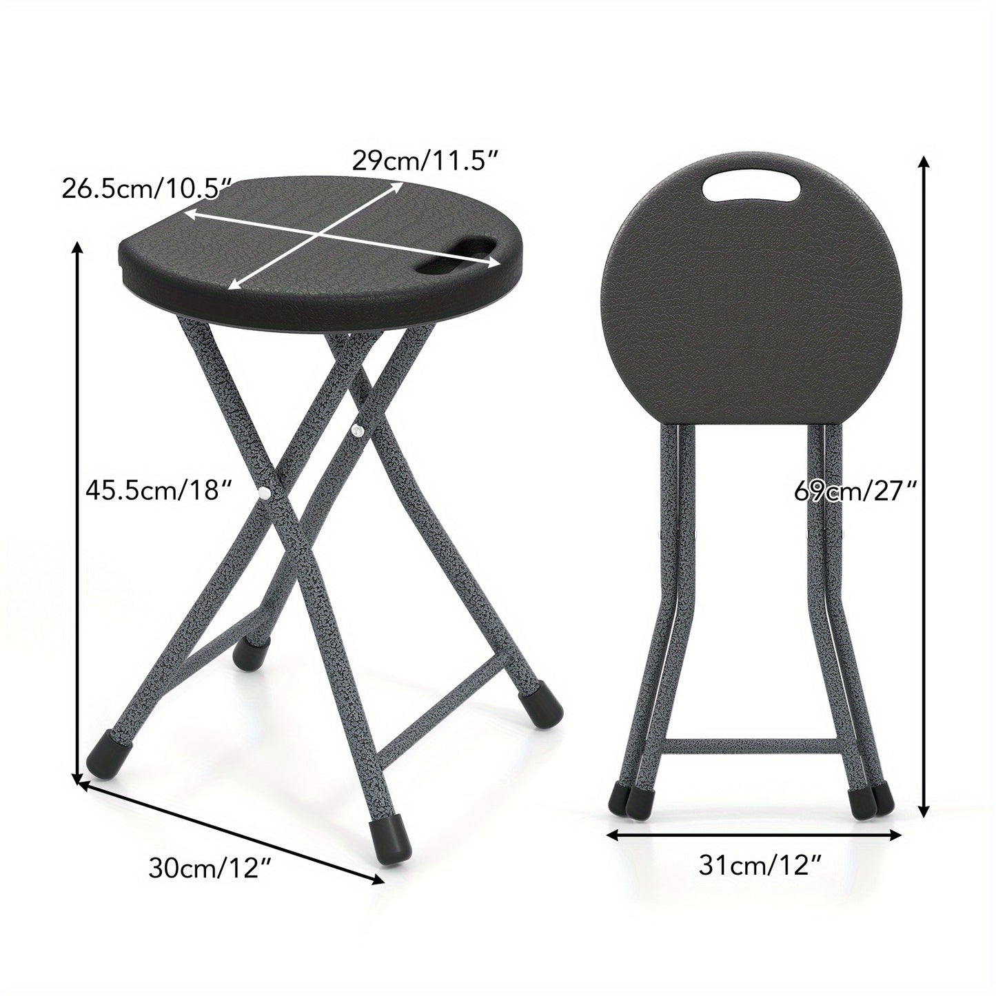 Set of 4 Folding Stools, Portable Camping Chairs with Handle, 18" Foldable Stools for Adults, Indoor Outdoor Stools for Fishing Travel Gardening Home, 330 LBS Capacity