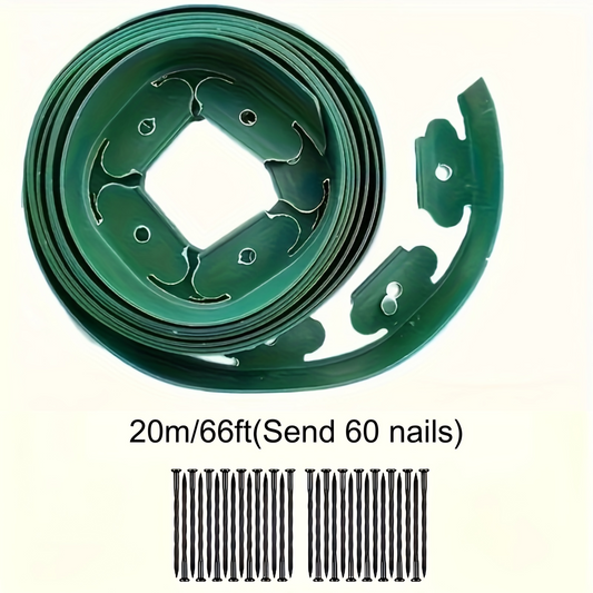 33/66ft, Landscaping Grass And Stone Isolation Belt, Thickened Retaining Strip, Lawn Garden Tree Circle, L-shaped Separation Belt, Root Belt, Black And Green