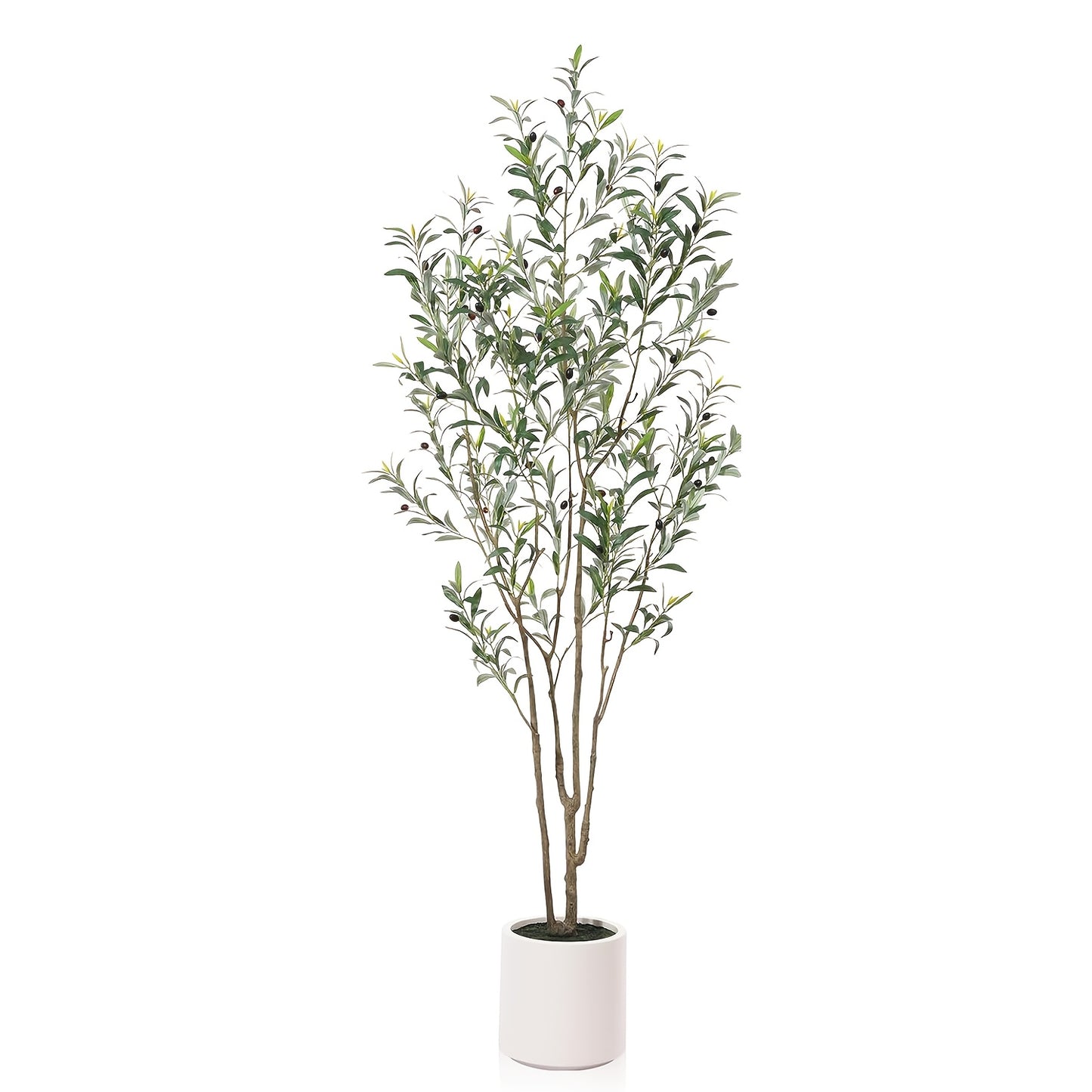 Artificial Olive Trees, 5/6/7 Ft Tall Fake Olive Trees For Indoor, Faux Olive Tree, Large Olive Plants With White Planter For Home Decor And Housewarming Gift