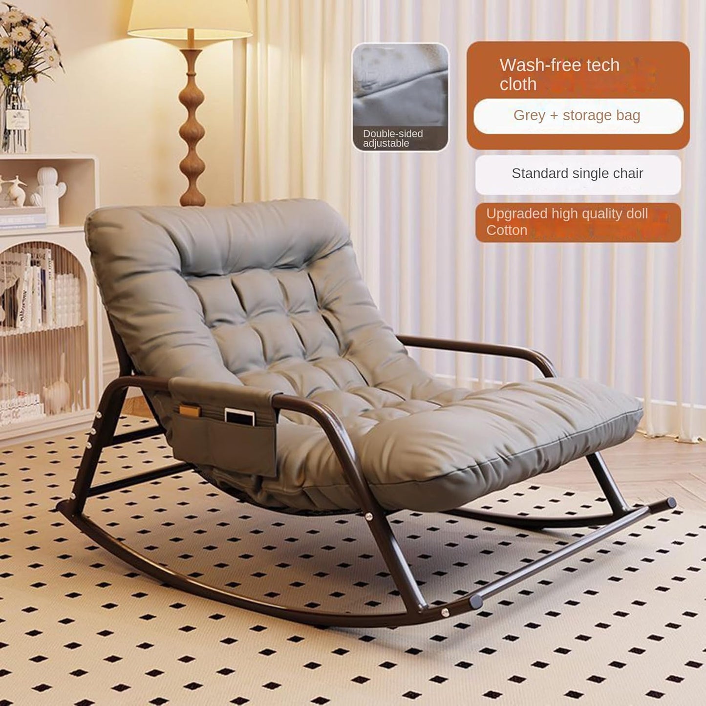 Large Outdoor Rocking Chair, Oversized Rocking Papasan Chair with Thick Cushion And Frame Outdoor Rocker, Comfy Chairs Lounge for Outside Porch Patio Backyard Balcony, Over Sized Rocking Chair, Outdoor Seating, Balcony Chair, Cozy Seating