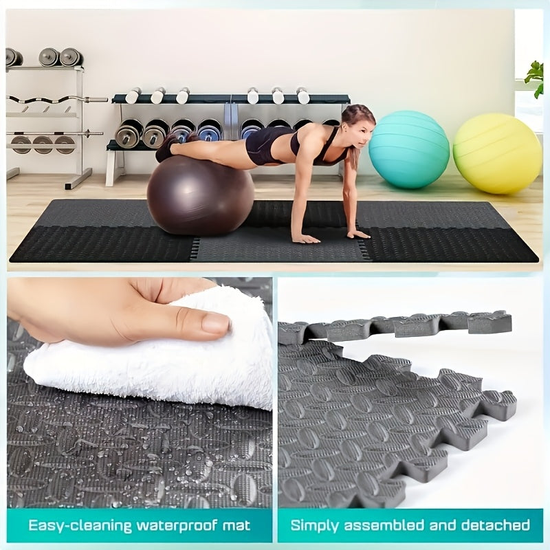 30pcs Durable EVA Foam Floor Tiles - Interlocking Waterproof Exercise Mat with Noise Reduction & Anti-Slip Diamond Pattern - Perfect for Home Gym, Easy Install & Clean