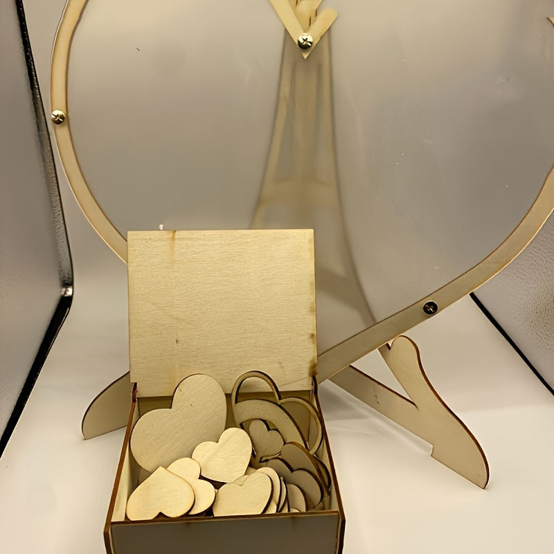 Wooden & Acrylic Love Heart Guestbook Box With 60/80pcs Interchangeable Hearts - Romantic Guest Message Display For Weddings, Housewarming & Bachelor Parties - Handcrafted, No Electricity Needed