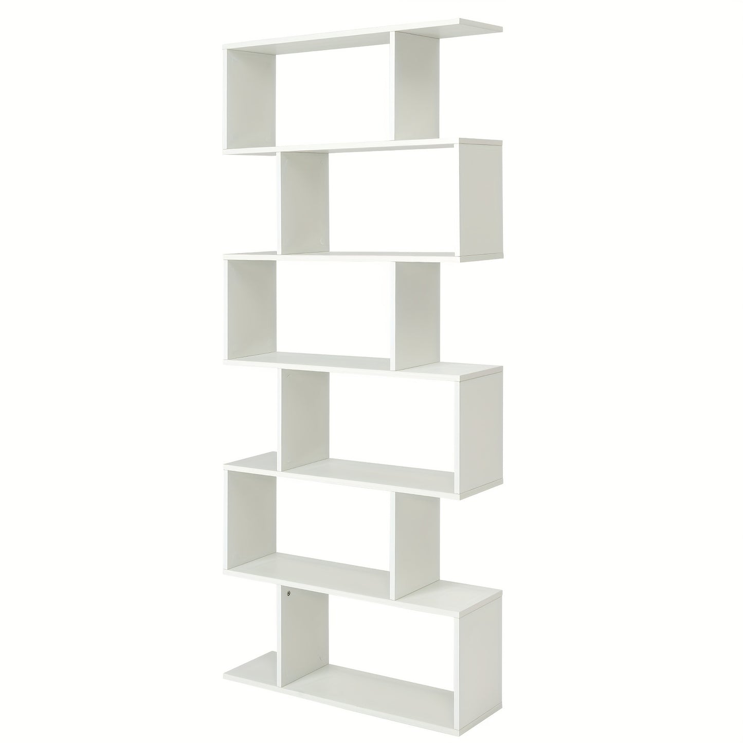6-Tier S-Shaped Bookshelf - Modern Hardwood Display Shelving Unit with Anti-Tip Design, 75" Height, 44 lbs Weight Capacity, Perfect for Living Room, Study, or Bedroom Decor, Bookshelf Decorations