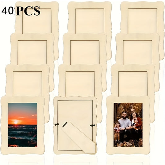 Unfinished Wave-Shaped Wooden Picture Frames for 5.5x7.5 Photos - Natural Solid Wood DIY Craft Frames, Contemporary Rectangular Vertical Design for Painting, Birthdays, Weddings, Home Decor, Wood Pieces for Crafts, Photo Display Frames